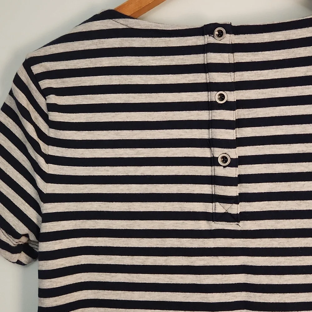 British Khaki Navy & Gray Striped T-Shirt Mini Dress – Size XS - Picture 9 of 11